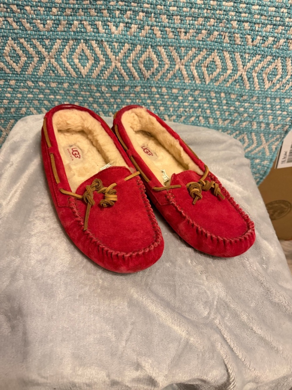 UGG Red Suede Moccasin Slippers